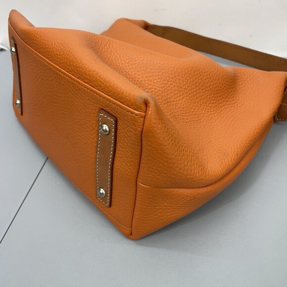 Dooney & Bourke Paige Sac Shoulder Bag Purse Zip Top Pebbled Leather Orange - Picture 11 of 14